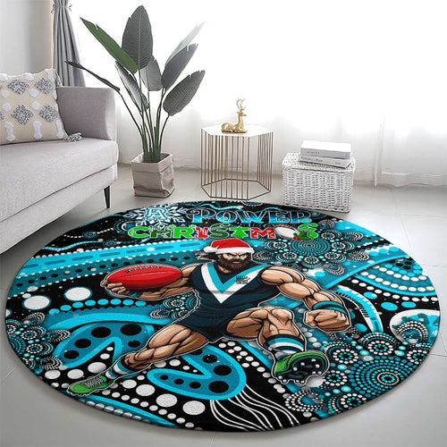 Merry Christmas AFL Power Round Carpet Aboriginal Santa Football Mascot