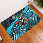 Merry Christmas AFL Power Rubber Doormat Aboriginal Santa Football Mascot