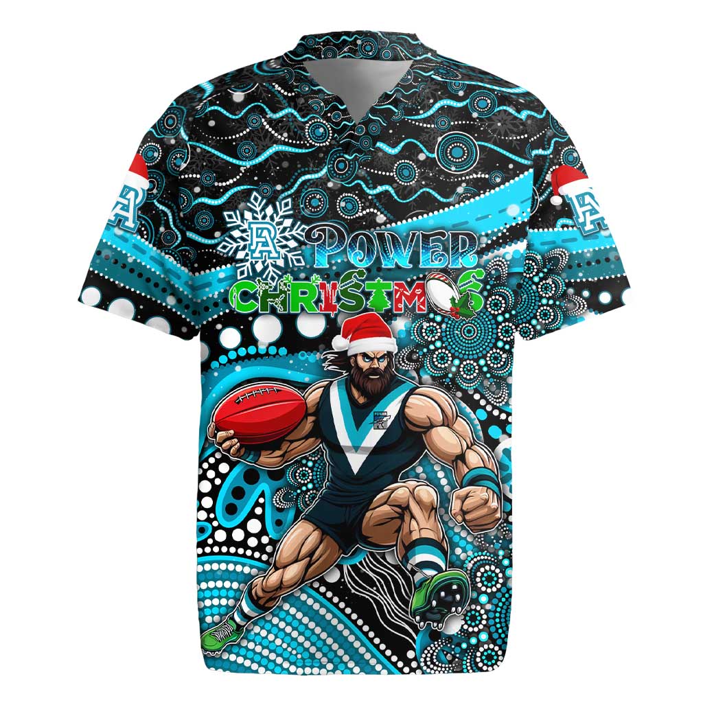 Merry Christmas AFL Power Rugby Jersey Aboriginal Santa Football Mascot