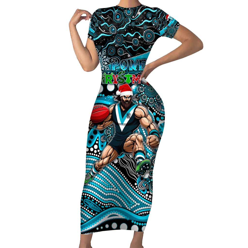 Merry Christmas AFL Power Short Sleeve Bodycon Dress Aboriginal Santa Football Mascot