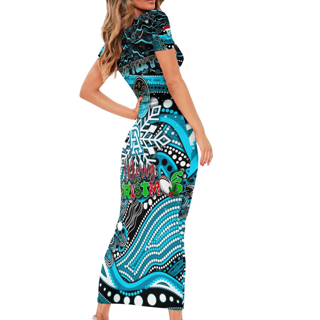 Merry Christmas AFL Power Short Sleeve Bodycon Dress Aboriginal Santa Football Mascot