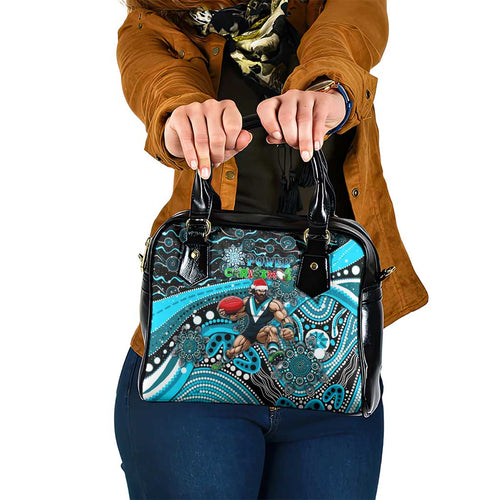 Merry Christmas AFL Power Shoulder Handbag Aboriginal Santa Football Mascot