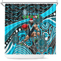 Merry Christmas AFL Power Shower Curtain Aboriginal Santa Football Mascot