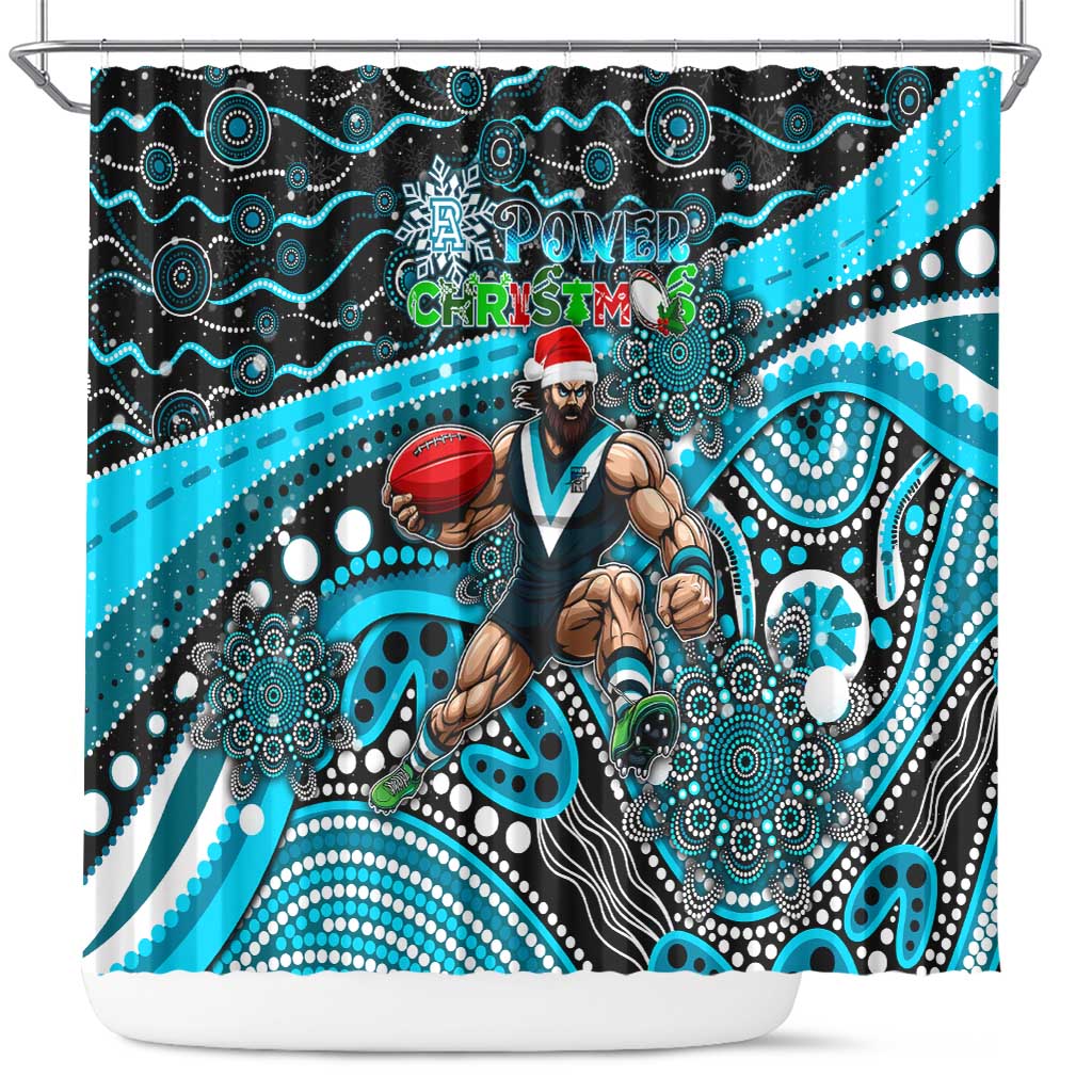 Merry Christmas AFL Power Shower Curtain Aboriginal Santa Football Mascot