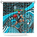 Merry Christmas AFL Power Shower Curtain Aboriginal Santa Football Mascot