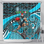 Merry Christmas AFL Power Shower Curtain Aboriginal Santa Football Mascot