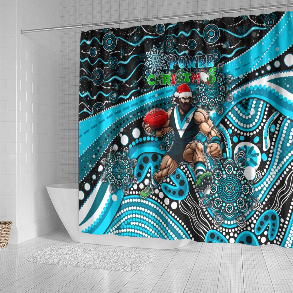 Merry Christmas AFL Power Shower Curtain Aboriginal Santa Football Mascot