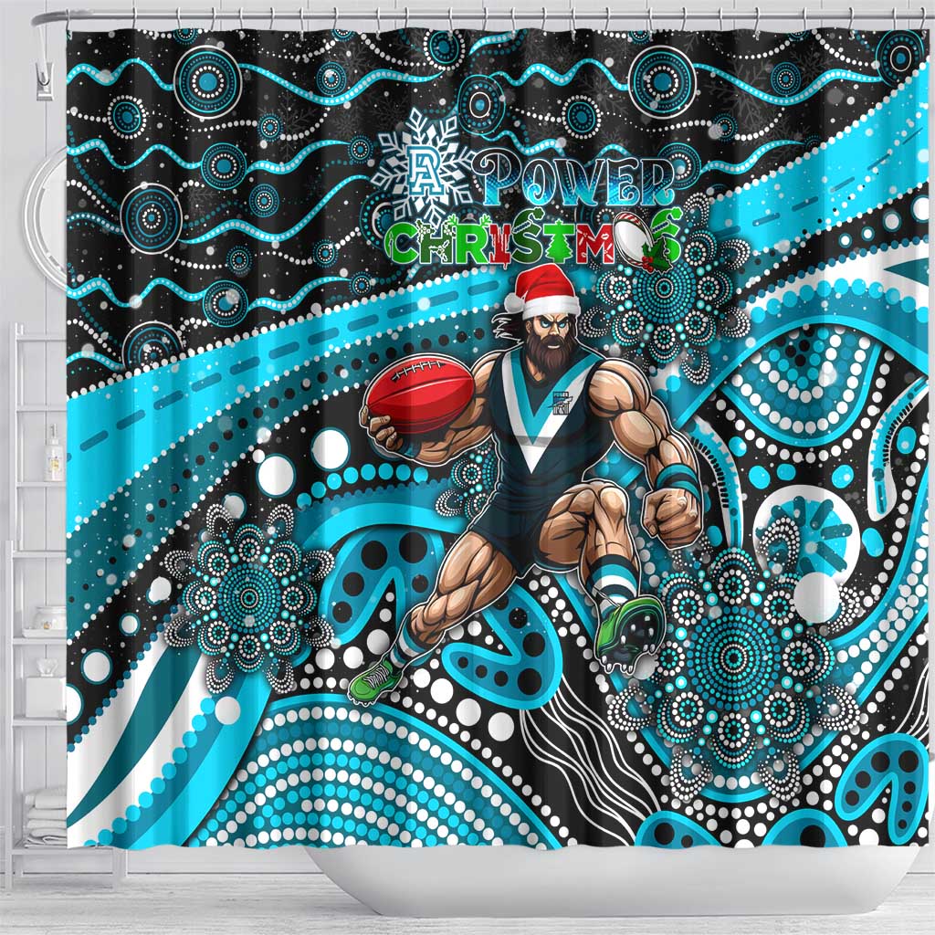 Merry Christmas AFL Power Shower Curtain Aboriginal Santa Football Mascot