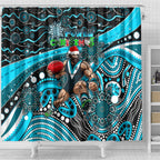 Merry Christmas AFL Power Shower Curtain Aboriginal Santa Football Mascot