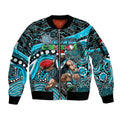 Merry Christmas AFL Power Sleeve Zip Bomber Jacket Aboriginal Santa Football Mascot