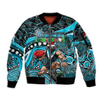 Merry Christmas AFL Power Sleeve Zip Bomber Jacket Aboriginal Santa Football Mascot