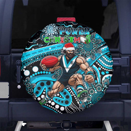 Merry Christmas AFL Power Spare Tire Cover Aboriginal Santa Football Mascot