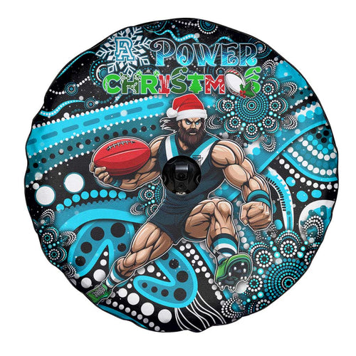 Merry Christmas AFL Power Spare Tire Cover Aboriginal Santa Football Mascot