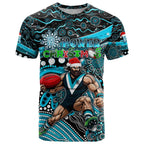 Merry Christmas AFL Power T Shirt Aboriginal Santa Football Mascot