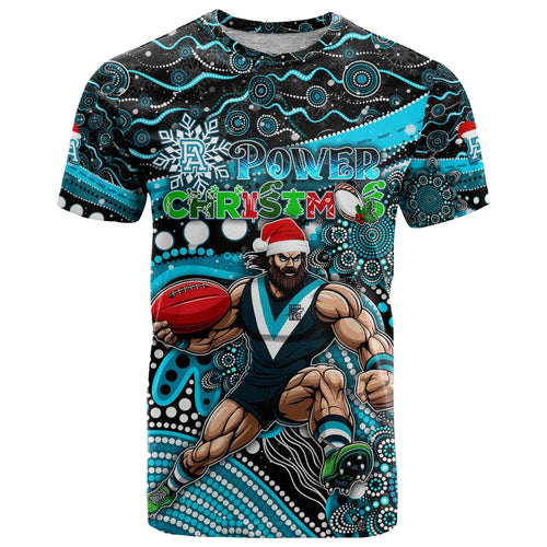 Merry Christmas AFL Power T Shirt Aboriginal Santa Football Mascot