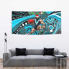 Merry Christmas AFL Power Tapestry Aboriginal Santa Football Mascot