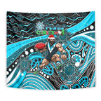 Merry Christmas AFL Power Tapestry Aboriginal Santa Football Mascot