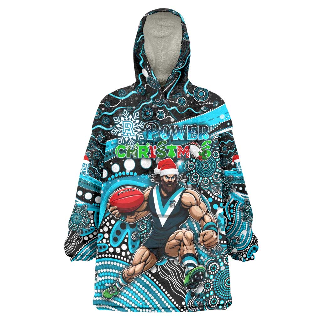 Merry Christmas AFL Power Wearable Blanket Hoodie Aboriginal Santa Football Mascot