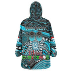 Merry Christmas AFL Power Wearable Blanket Hoodie Aboriginal Santa Football Mascot