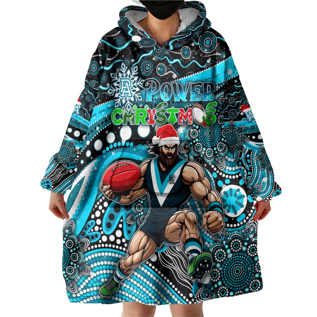 Merry Christmas AFL Power Wearable Blanket Hoodie Aboriginal Santa Football Mascot