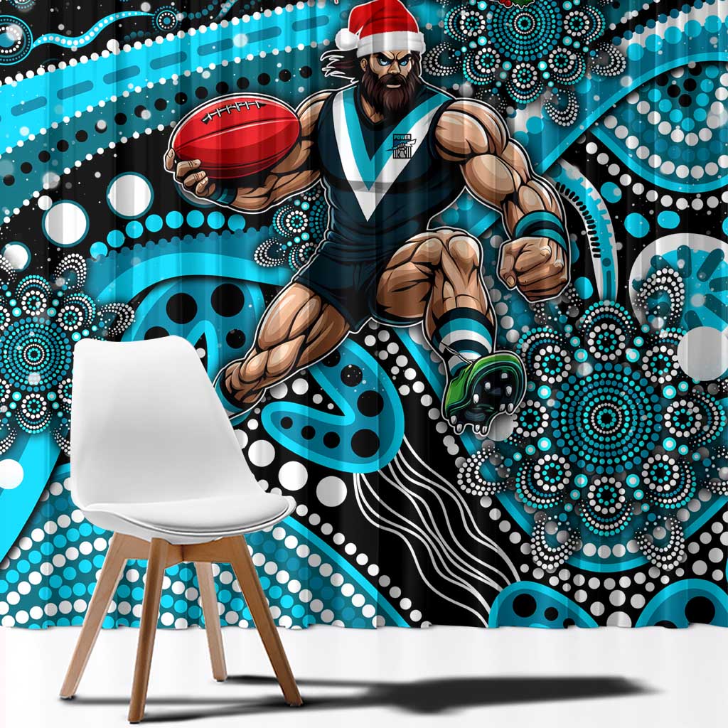 Merry Christmas AFL Power Window Curtain Aboriginal Santa Football Mascot