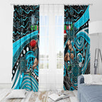 Merry Christmas AFL Power Window Curtain Aboriginal Santa Football Mascot