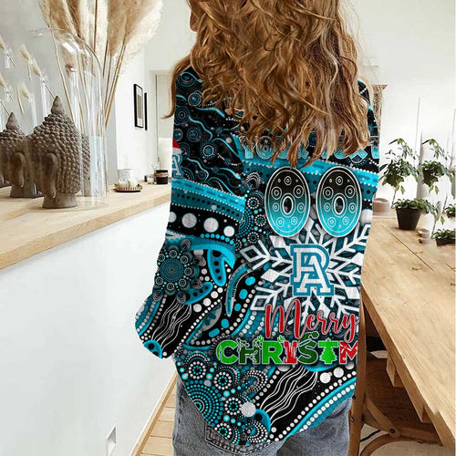 Merry Christmas AFL Power Women Casual Shirt Aboriginal Santa Football Mascot