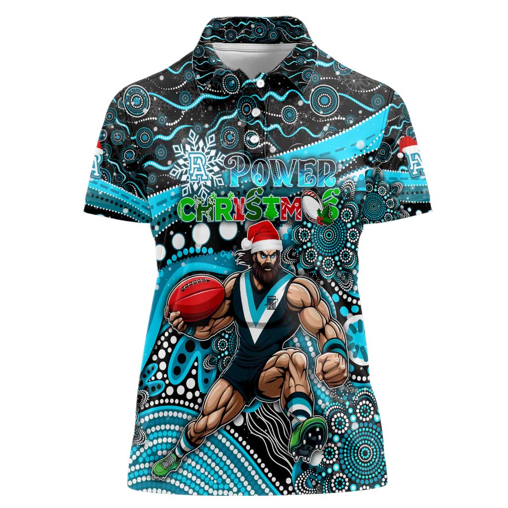 Merry Christmas AFL Power Women Polo Shirt Aboriginal Santa Football Mascot