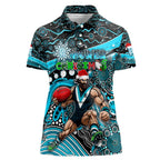 Merry Christmas AFL Power Women Polo Shirt Aboriginal Santa Football Mascot