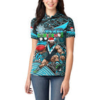 Merry Christmas AFL Power Women Polo Shirt Aboriginal Santa Football Mascot