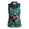 Merry Christmas AFL Power Women Sleeveless Polo Shirt Aboriginal Santa Football Mascot