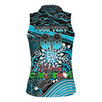 Merry Christmas AFL Power Women Sleeveless Polo Shirt Aboriginal Santa Football Mascot