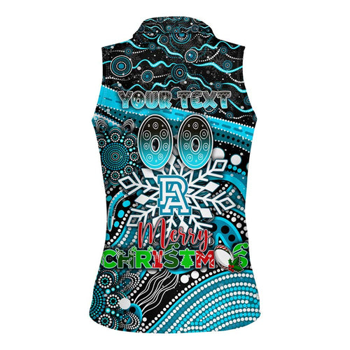 Merry Christmas AFL Power Women Sleeveless Polo Shirt Aboriginal Santa Football Mascot