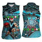 Merry Christmas AFL Power Women Sleeveless Polo Shirt Aboriginal Santa Football Mascot