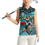 Merry Christmas AFL Power Women Sleeveless Polo Shirt Aboriginal Santa Football Mascot