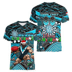 Merry Christmas AFL Power Women V-Neck T-Shirt Aboriginal Santa Football Mascot