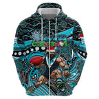 Merry Christmas AFL Power Zip Hoodie Aboriginal Santa Football Mascot