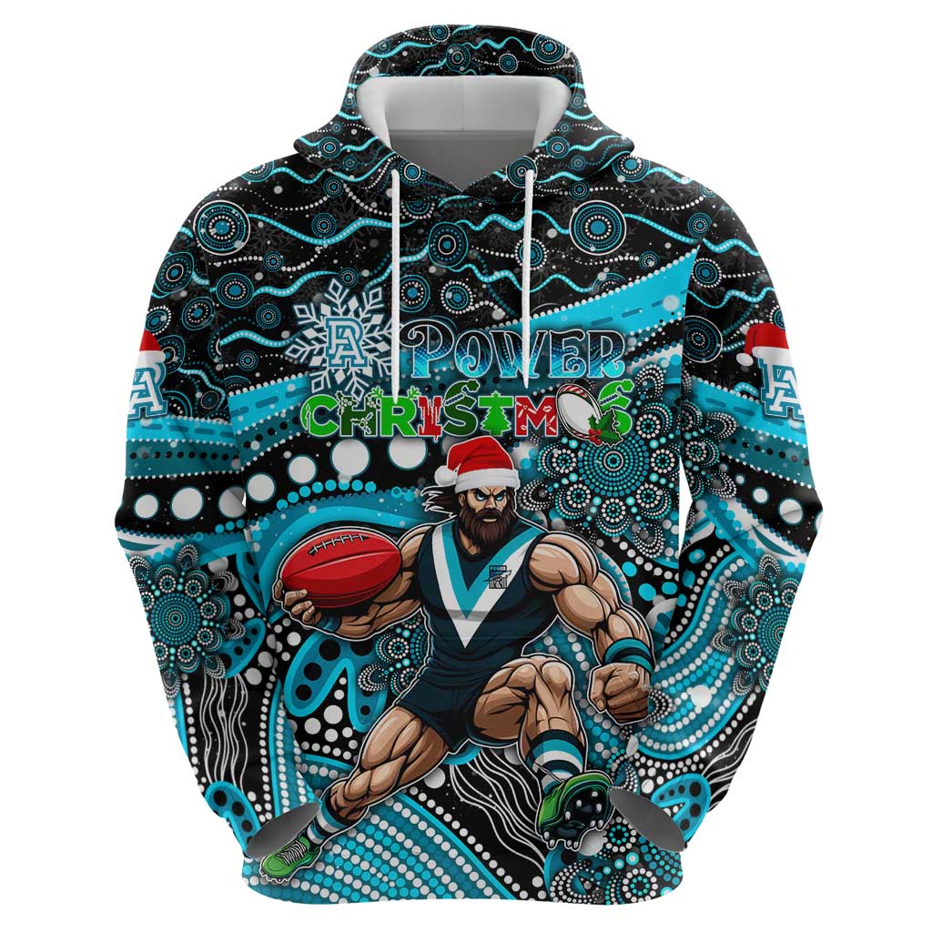 Merry Christmas AFL Power Zip Hoodie Aboriginal Santa Football Mascot