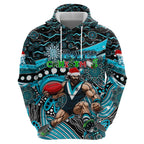 Merry Christmas AFL Power Zip Hoodie Aboriginal Santa Football Mascot