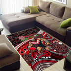 Merry Christmas AFL Bombers Area Rug Aboriginal Santa Football Mascot