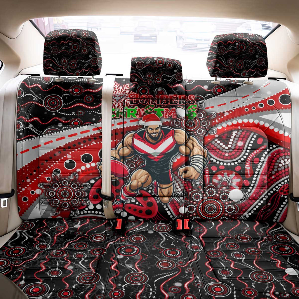Merry Christmas AFL Bombers Back Car Seat Cover Aboriginal Santa Football Mascot