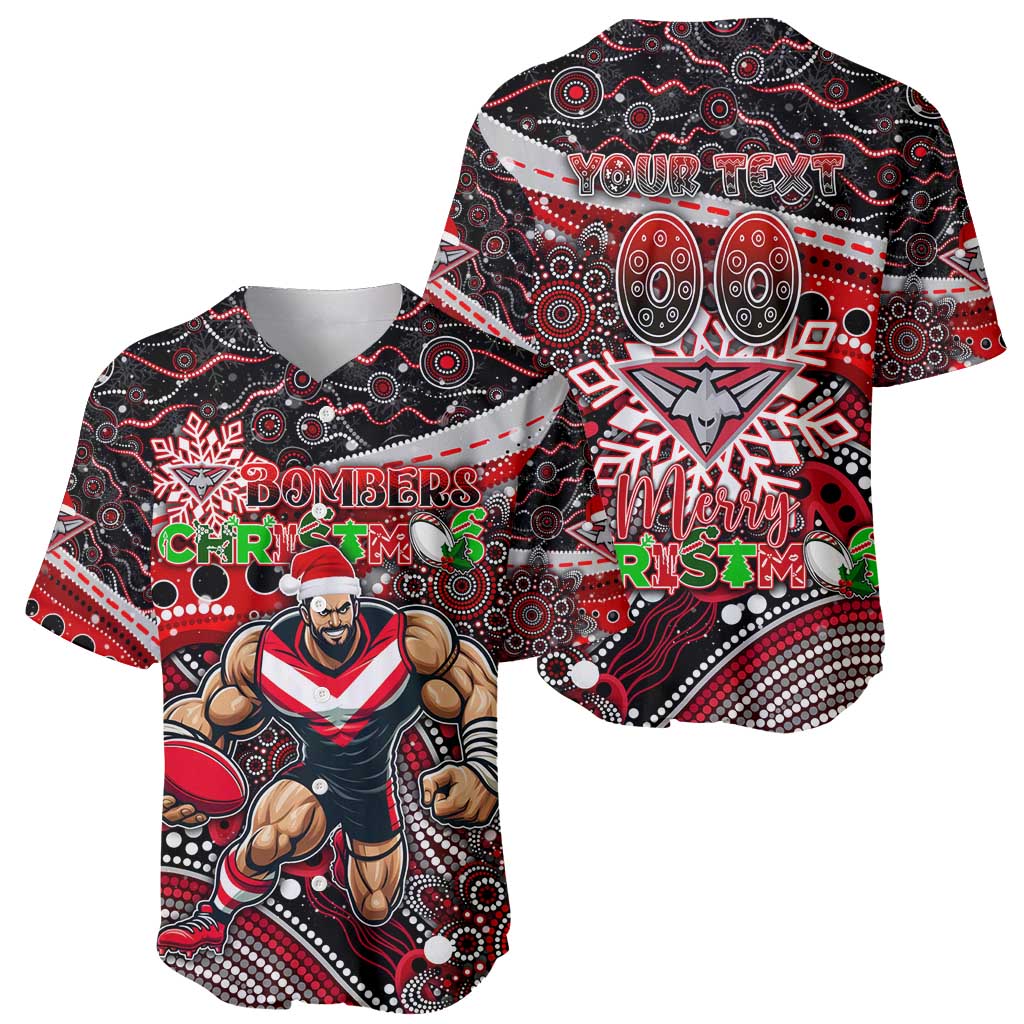 Merry Christmas AFL Bombers Baseball Jersey Aboriginal Santa Football Mascot