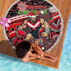 Merry Christmas AFL Bombers Beach Blanket Aboriginal Santa Football Mascot