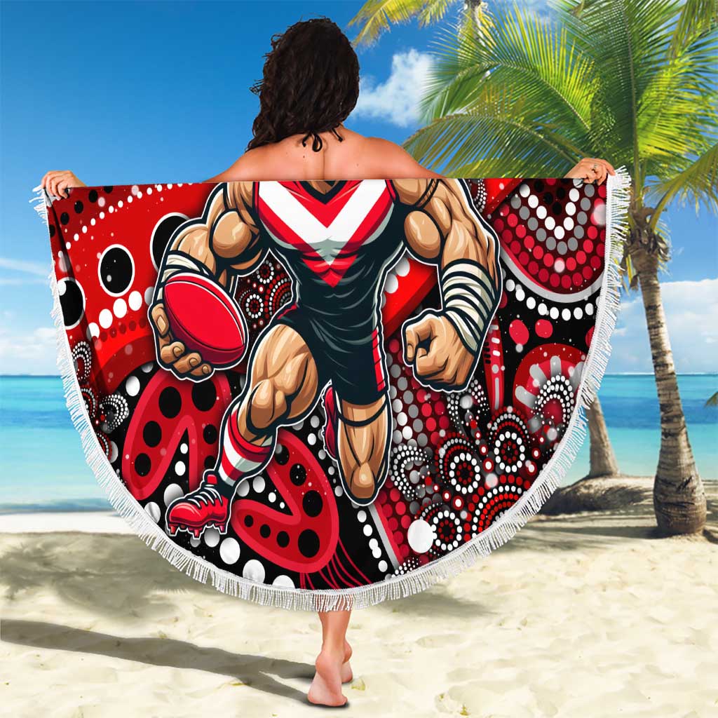 Merry Christmas AFL Bombers Beach Blanket Aboriginal Santa Football Mascot