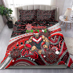 Merry Christmas AFL Bombers Bedding Set Aboriginal Santa Football Mascot