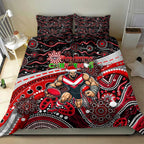 Merry Christmas AFL Bombers Bedding Set Aboriginal Santa Football Mascot