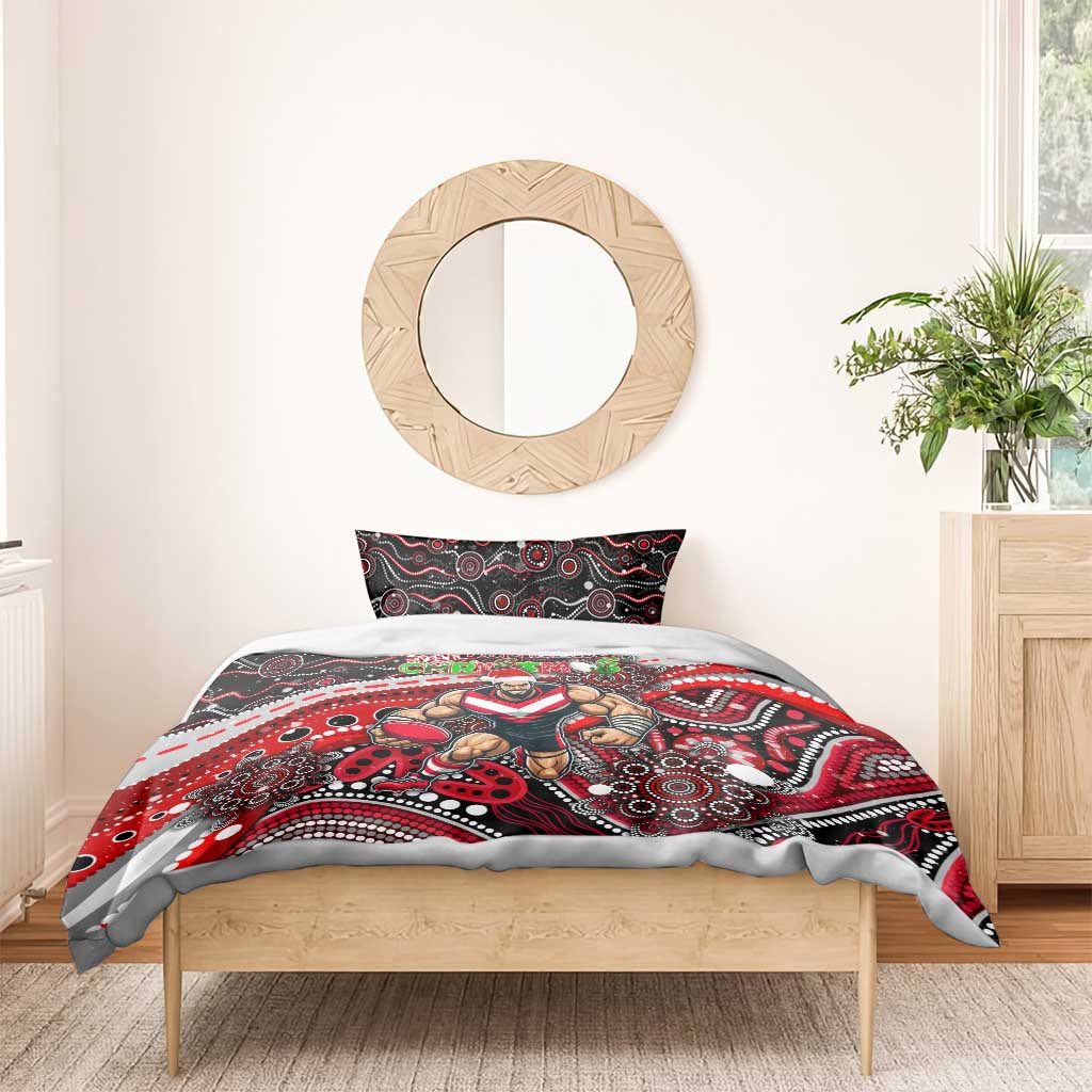 Merry Christmas AFL Bombers Bedding Set Aboriginal Santa Football Mascot