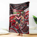 Merry Christmas AFL Bombers Blanket Aboriginal Santa Football Mascot