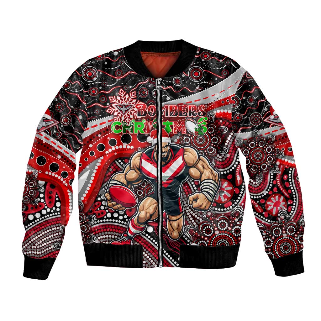 Merry Christmas AFL Bombers Bomber Jacket Aboriginal Santa Football Mascot