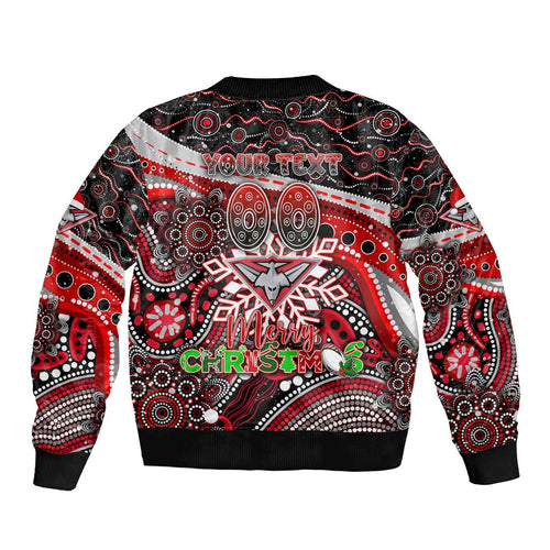 Merry Christmas AFL Bombers Bomber Jacket Aboriginal Santa Football Mascot